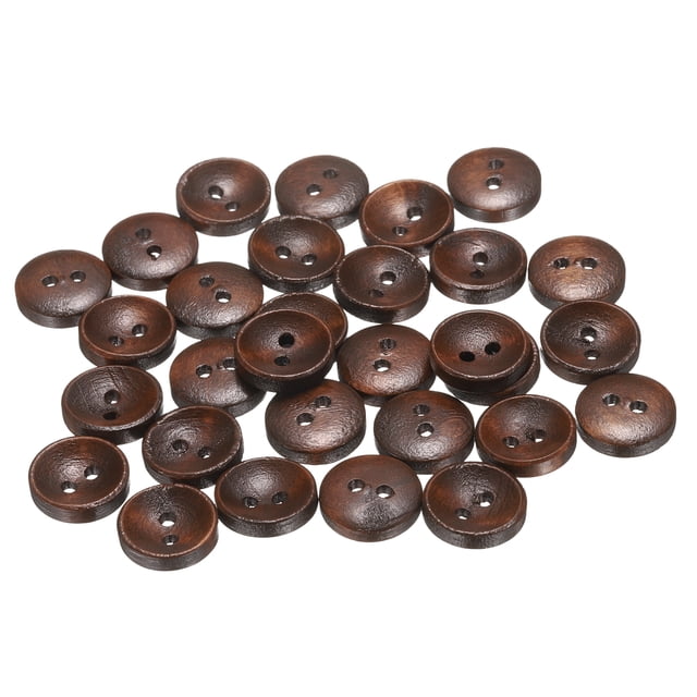 Botón de costura de madera Uxcell de 30 piezas 20L 1/2" (12.5 mm) botones redondos de repuesto para ropa manualidades decoración, marrón medio