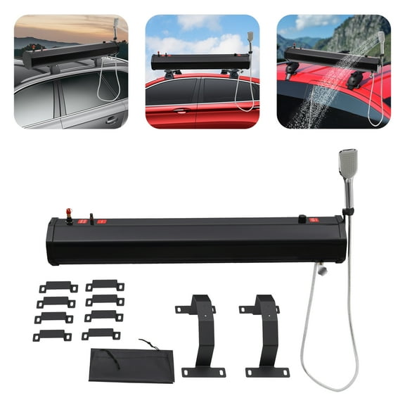 30L Portable Shower for Camping with 5.58ft Water Hose, Roof-mounted Design, Great for Outdoor Activities and Beach Use