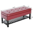 thumbnail image 2 of Hyxoo 44" Tufted Faux Leather Ottoman Storage Bench with Shoe Rack- Crimson Red, 2 of 10