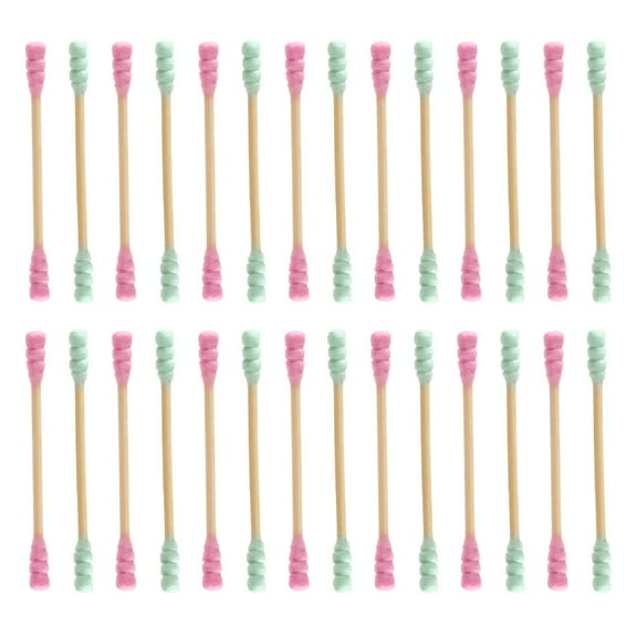 LULULION 1000pcs Disposable Cotton Swab Double Head Spiral Swabs Multipurpose Ear Cleaning Applicator Stick Makeup Tools (Random Color)