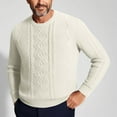 thumbnail image 3 of ZCFZJW Mens Cable Knit Sweater Lightweight Casual Long Leeve Crewneck Pullover Sweaters Basic Twist Textured Fisherman Sweater Tops White XXL, 3 of 8