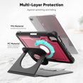 thumbnail image 4 of FJLBDE Case for iPad Mini 7 A17 Pro 2024/Mini 6 2021 8.3 Inch 7th/6th Gen, 360 Rotating Stand iPad Protective Case Cover with Auto Wake/Sleep, Red, 4 of 7