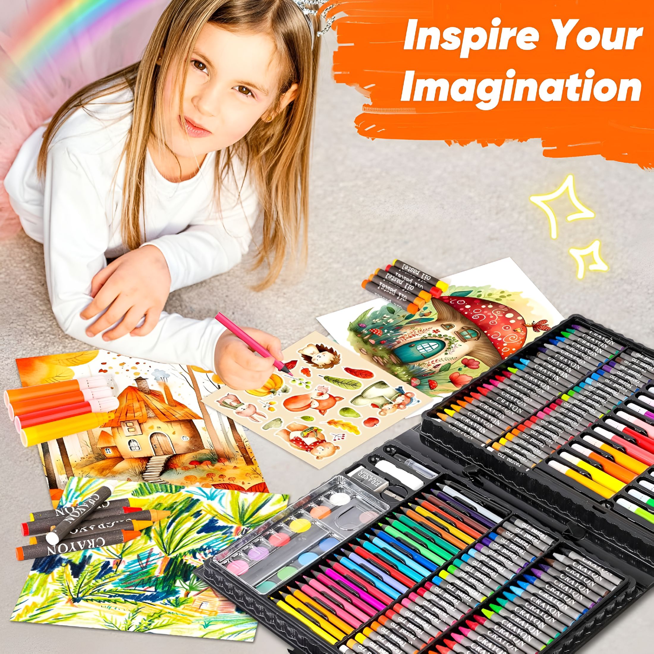 CCOCC 2026 New Art Supplies Drawing Kit 168-Pack Art Set Drawing Sets Coloring Art Kits Arts and Crafts for Kids Ages 6-8 9-12 Art Supplies for Girls Ages 8-12 Creative Gift Art Box for Kids Adults