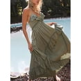 thumbnail image 3 of Biekopu Women Cami Long Dress Elegant Solid Color V Neck Halter Neck Party Dress Flowy Sleeveless Backless Dress, 3 of 7