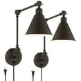 thumbnail image 3 of 360 Lighting Wray Modern Industrial Swing Arm Wall Lamps Set of 2 Dark Bronze Plug-in 6" Light Fixture Up Down for Bedroom Reading Living Room Hallway, 3 of 10