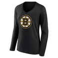 thumbnail image 2 of Women's Black Boston Bruins Team Logo Long Sleeve V-Neck T-Shirt, 2 of 3