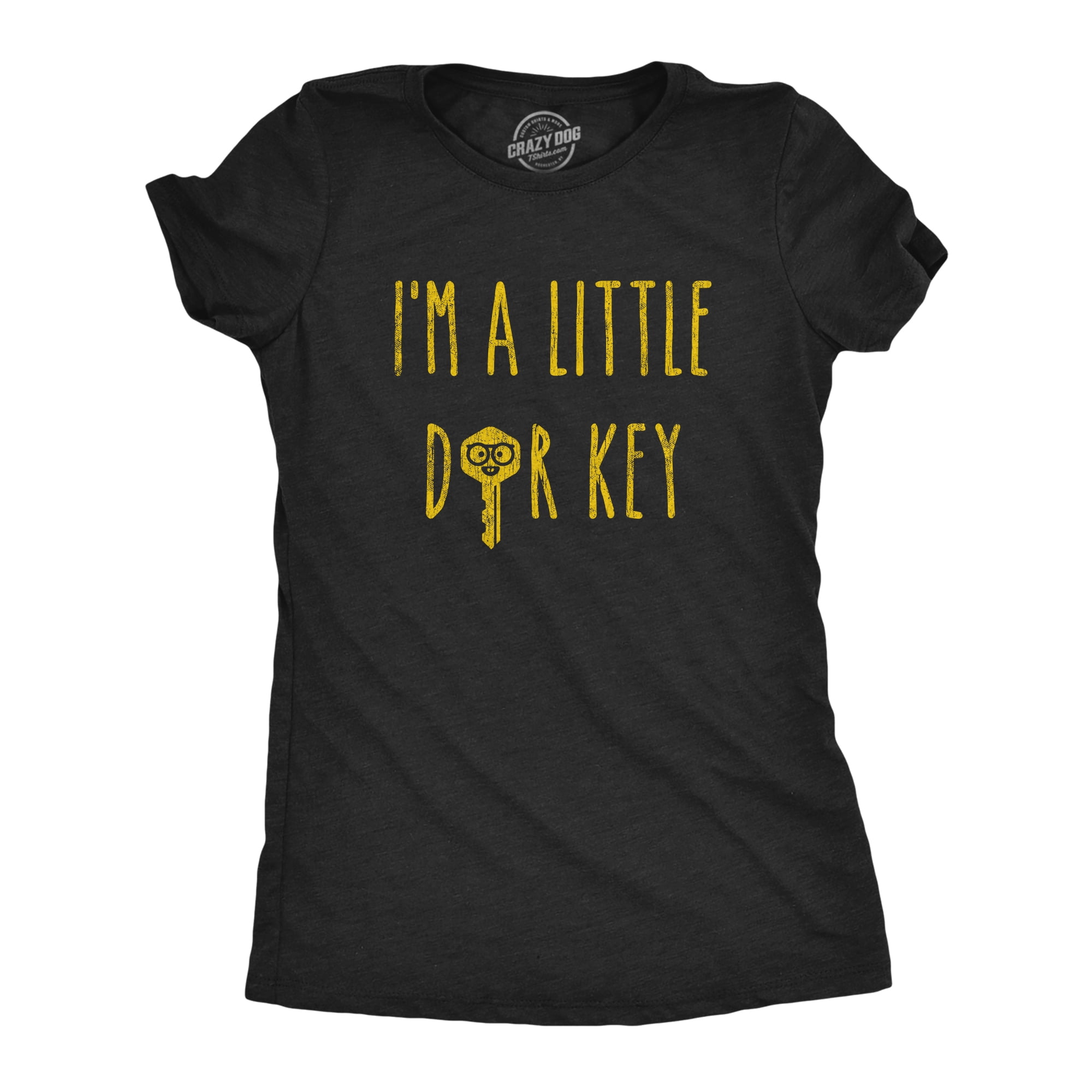 Womens Im A Little Door Key T Shirt Funny Dorky Humor Nerdy Graphic Novelty Tee Heather Black