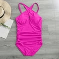 thumbnail image 5 of Sngxgn Women's Twist Back Cut Out Ring Plunge Neck Swimsuit Bathing Suit(Hot Pink,XXL), 5 of 6