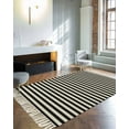 thumbnail image 4 of Black Striped Large Area Rug 4x6ft Woven Runner Rug,Modern Simple Farmhouse Beige Vintage Washable Living Room Bedroom Kitchen Bathroom Classroom Carpet with Tassels,Indoor Outdoor Throw Door Mat, 4 of 5