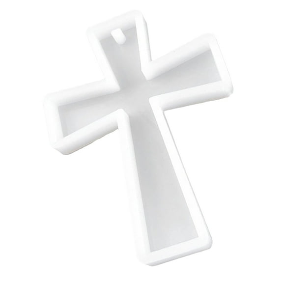 EXHUMKY Handmade Keychain Resin Mold Cross Silicone White 1Set Back to School