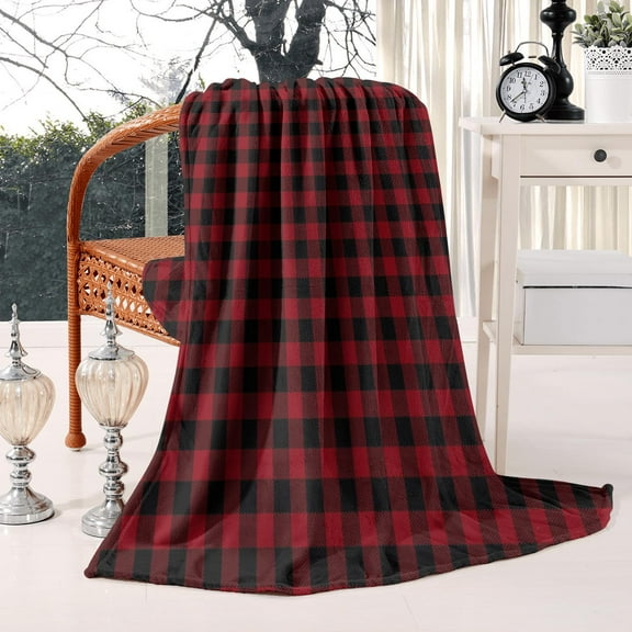 oujbsfw Red and Black Palid Bed Blankets