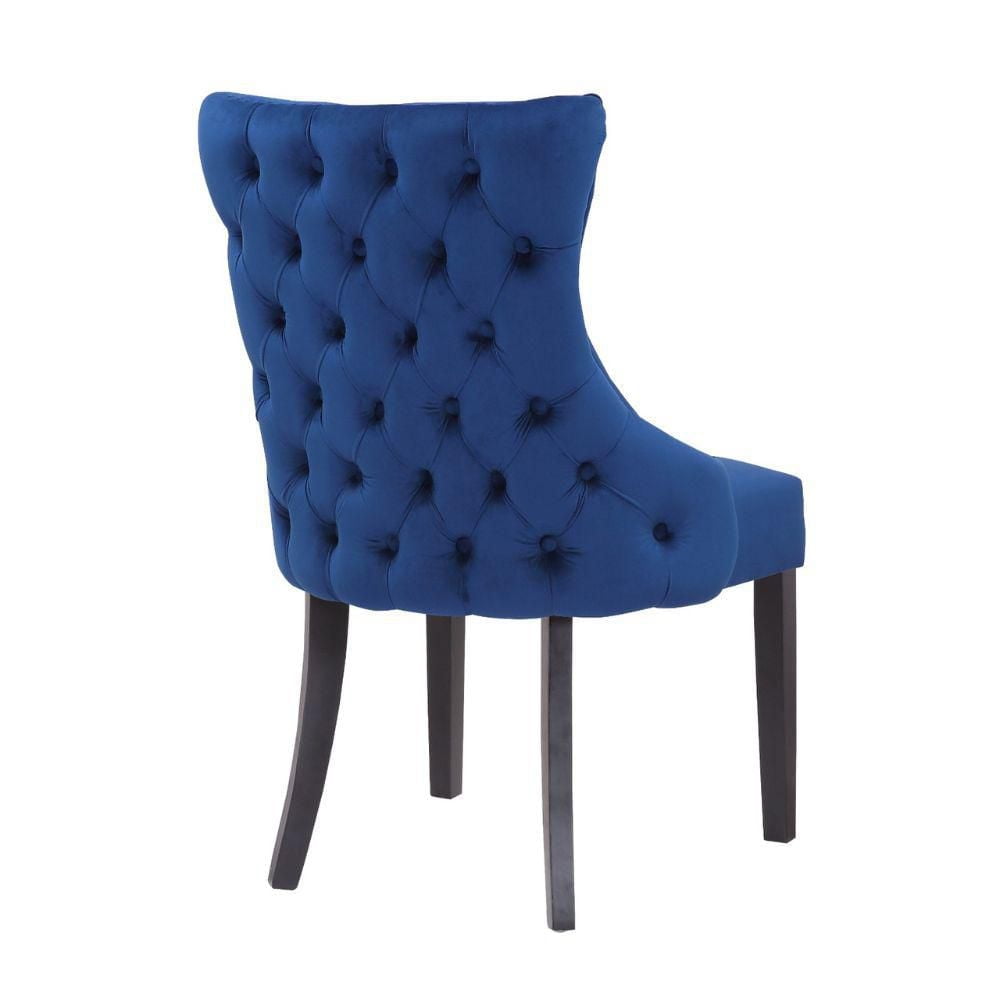 Ensemble de 2 chaises de salle à manger Storm – Chaises d'appoint de salle à manger classiques et modernes en velours bleu avec rembourrage confortable et pieds en bois noir élégants, parfaites pour l