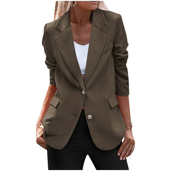 Rutainlusire Blazers for Women Trendy Womens Casual Suit Jacket Womens Bussiness Casual Blazers Open Front Long Sleeve Work Office Blazer Jacket With Shoulder Pads Fall Fashion 2024