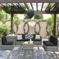 thumbnail image 3 of Gymax 8PCS Patio Rattan Sofa Sectional Conversation Furniture Set w/ Black Cushion, 3 of 10