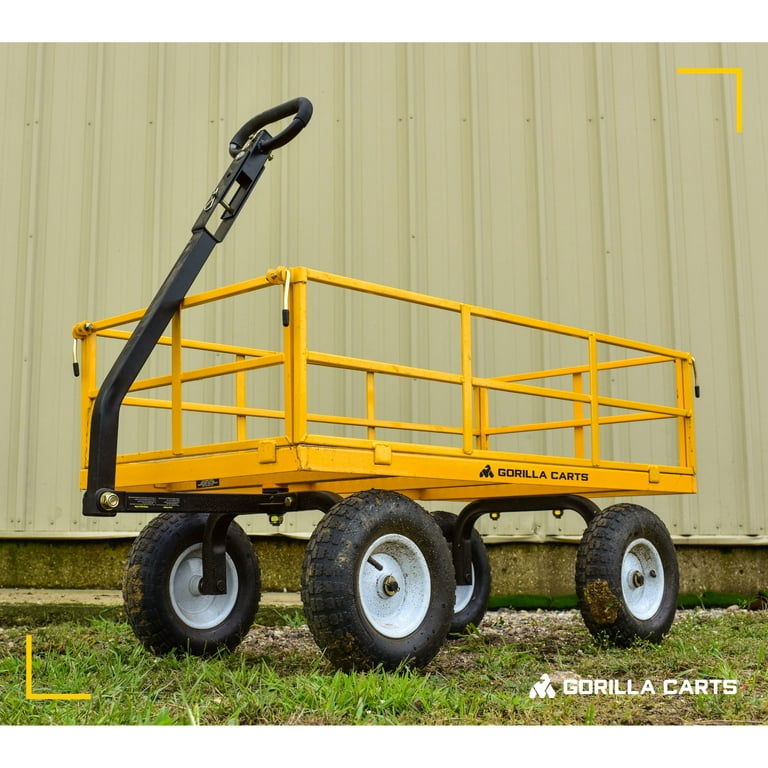 Gorilla Carts Heavy-Duty Steel Utility Cart with Removable Sides and 13  Tires, 1200-lbs. Capacity, Yellow
