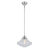 Huntley 1 Light Satin Nickel Farmhouse Schoolhouse Pendant Clear Glass
