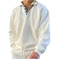 thumbnail image 3 of DDAPJ pyju Men's Long Sleeve Polo Sweatshirt Lapel V Neck Pullover Contrast Collar Golf Sweatshirts Business Casual Polos White XL, 3 of 6