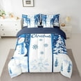 thumbnail image 2 of jejeloiu Merry Christmas Bedding Comforter Set 7pcs,Kawaii Xmas Snowmen Queen Bedding Sets,White Pine Snowglake Queen Sheet Sets For Girls,Super Cozy Room Decoration Reversible, 2 of 8