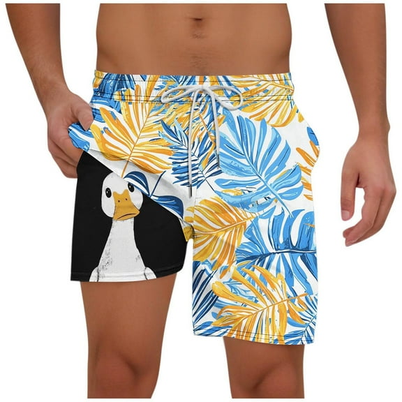 Hvot&aat Mens Swim Trunks Quick Dry Beach Shorts with Liner Casual Fashion Print Shorts With Pockets Elastic Waist Beach Pants