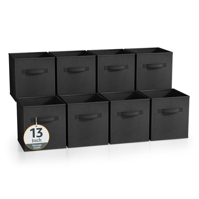 Sorbus Cubos de Almacenamiento de Tela Plegables de 13 Pulgadas, 8 Cestas Plegables para Organizar Armarios, Estantes, Ropa, Juguetes, Libros, Color Negro