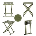 thumbnail image 6 of 1pc Outdoor Folding Stool, Heavy Duty Metal Portable Camping Chair with Breathable Nylon Seat Anti-Slid Leg Cover for Walking Hiking Fishing Gardening Bathroom Stool, Green 13.9x14.3x17.8inch, 6 of 9