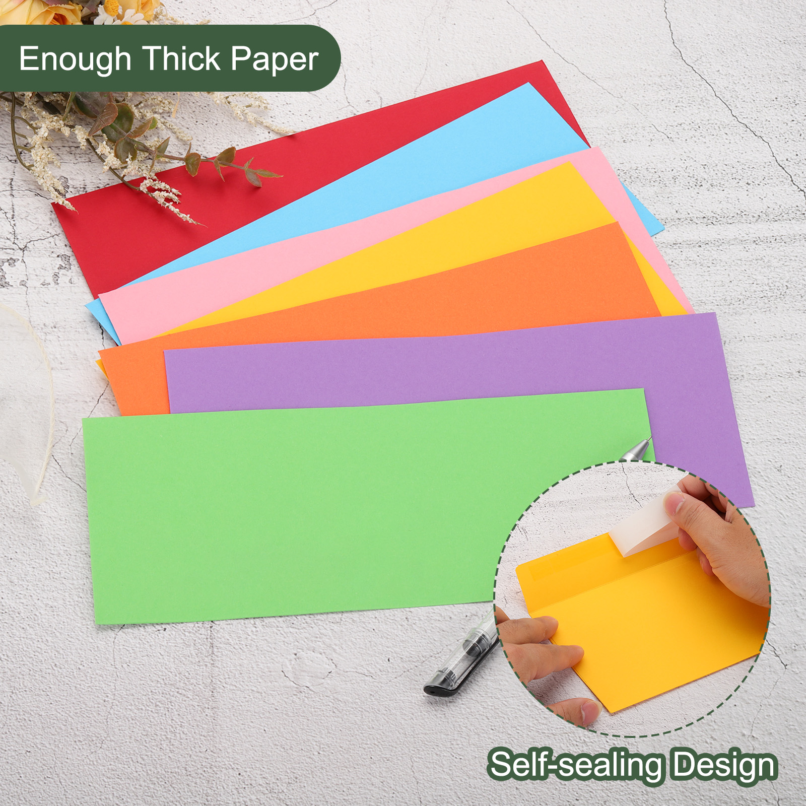 Uxcell 100 Pcs #10 Business Envelopes, Self Adhesive Security Envelopes, Great for Documents (Deep Green)