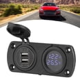 thumbnail image 4 of USB Car Charger, 12V Power Outlet PC High And Low Ttemperature Resistant Temperature Voltmeter Charger  For Cigar Lighter Plug For Lockable Marine Pug Red,Blue, 4 of 8