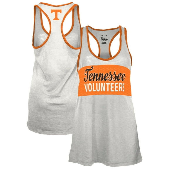 Women's Pressbox White/Tennessee Orange Tennessee Volunteers Tracy Racerback Burnout Tank Top