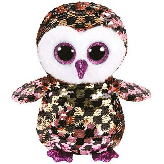 TY Flippables Sequin Plush - CHECKS the Owl (Regular Size - 6 inch)