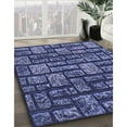 thumbnail image 3 of Ahgly Company Tapis de Zone Carré Lavable en Machine Bleu Transitionnel, 6 Pieds Carré, 3 of 7