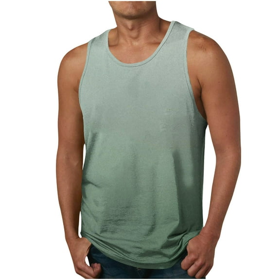 Tank Undershirts For Men Man Tank Top Tanks For Men Men's Print Tank Top Casual Sports Sleeveless Round Neck T-shirt Tank Top Green M