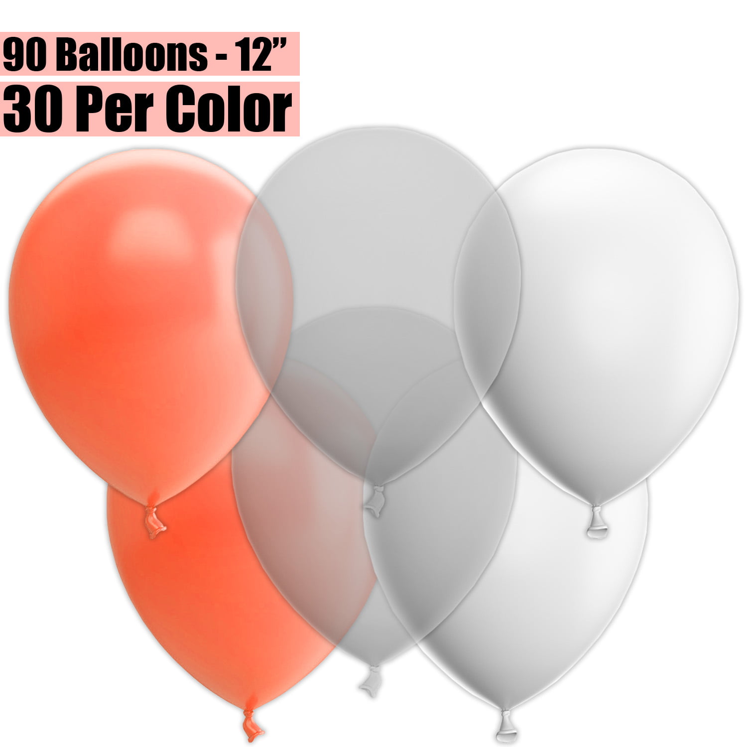 72 Latex Balloons 12" With Clips and Curling Ribbon-Peach 