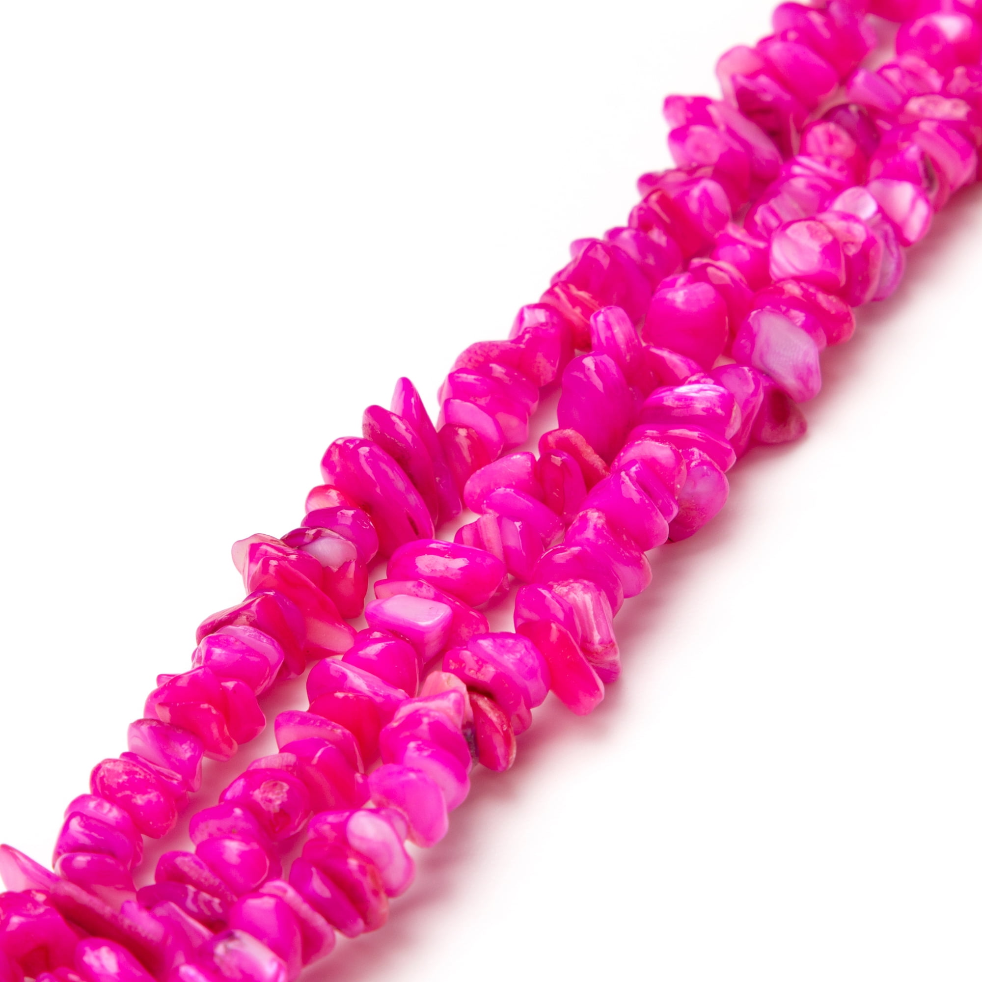 Cousin DIY Glass Stone Shell Bead Strand, 7.5 inch, Dark Pink, 225 Pieces