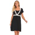 thumbnail image 2 of FEREMO Women's Nursing Nightgown Round Neck Sleepshirts Short Sleeve Night Dress Soft Sleepwear for Breastfeeding, 2 of 5