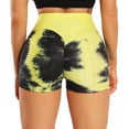 thumbnail image 3 of SEASUM Women's High Waist Butt Lift Workout Shorts Tie Dyed Tummy Control Textured Yoga Sports Shorts Black+Yellow XL, 3 of 7