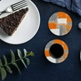 thumbnail image 6 of FMSHPON Geometric Abstract Oil Painting Style Orange Set of 6 Round Coaster for Drinks, Absorbent Ceramic Stone Coasters Cup Mat with Cork Base for Home Kitchen Room Coffee Table Bar Decor, 6 of 6