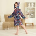 thumbnail image 2 of FORMRS Niños Bathrobe Unisex Hooded Robe Soft Plush Pajamas Sleepwear, Size 2-3T, Purple Dragon Scales Pattern, 2 of 7