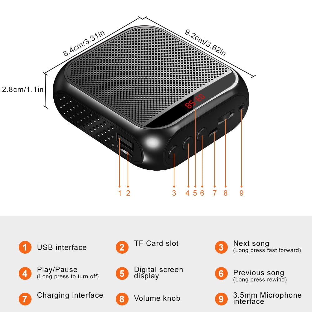 Multifunctional Portable Amplifier 8W 2200mAh Voice Amplifier Personal Voice Speaker ,Crystal-Clear Sound