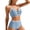 Blue, variant on Summer Women's 2 Piece Bikini Swimsuit Set Solid Color Open Back Printed Wave Style Stretch Suits for Beach Pool Leisure Wear