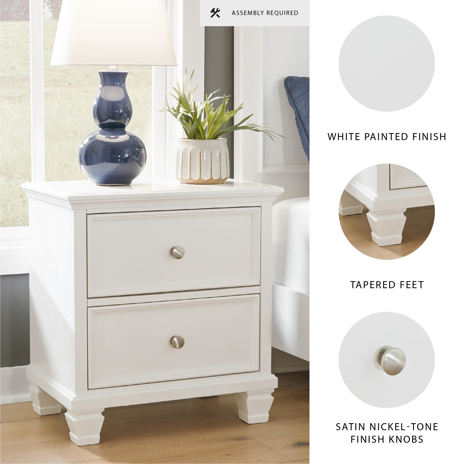 Signature Design by Ashley Casual Fortman 2 Drawer Nightstand, White