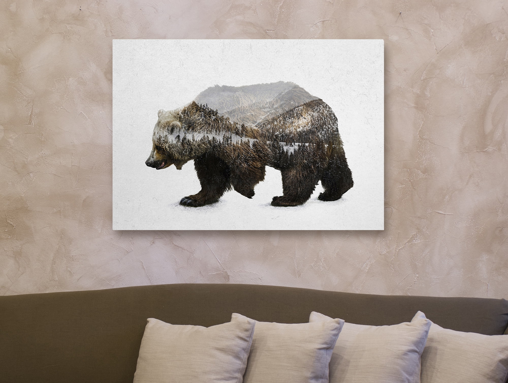 The Stupell Home Decor Bear Silhouette Mountain Range Photography Canvas Wall Art