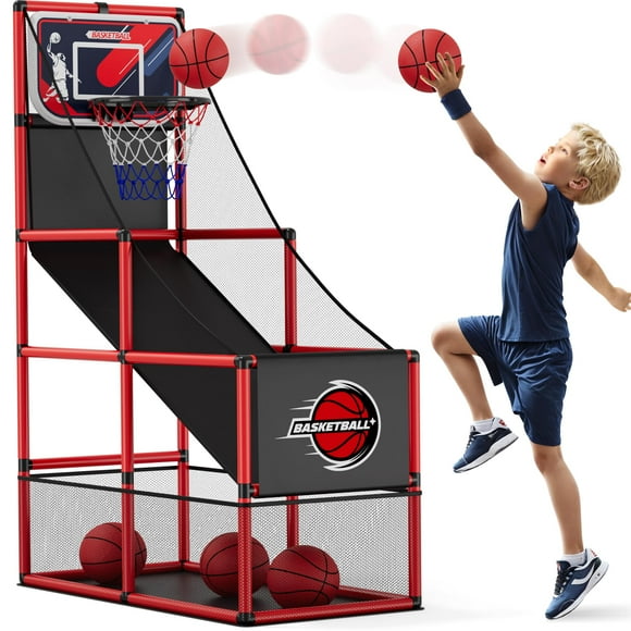 Juego arcade de baloncesto HYES para interiores y exteriores con 4 pelotas y bomba