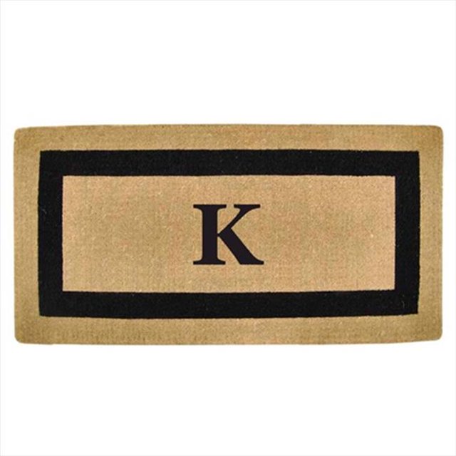 Nedia Home 02179K Single Picture - Black Frame 36 x 72 In. Heavy Duty Coir Doormat - Monogrammed K