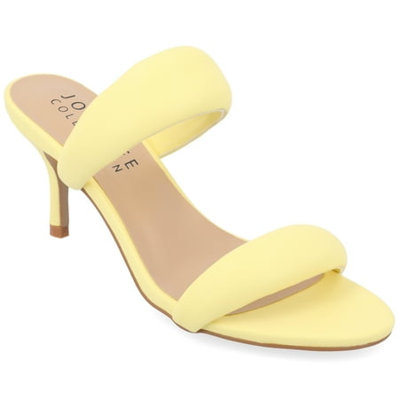 

Journee Collection Womens Mellody Light Puff Strap Slip On Open Toe Pumps