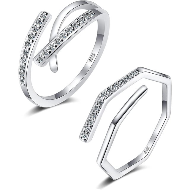 -SilverAnillo Ajustable Para Mujer - Anillo Para Pulgar De Plata De Ley 925 - Anillos De Plata Para Niñas - Juego De Anillos Para Dedo - Regalo Para Anillos De Promesa De Boda Día