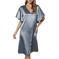 thumbnail image 3 of Elainilye Fashion Women's Sleepwear Printed Comfortable Loose Sleeveless Casual Nightdress Dress Pajamas,Blue, 3 of 9
