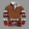 thumbnail image 5 of Manches pour Hommes, Manches Longues pour Hommes, Mode Décontractée Col Montant Cradation Imprimé Ethnique Rétro Chandail à Fermeture Éclair Sweat à Manches Longues, 5 of 5