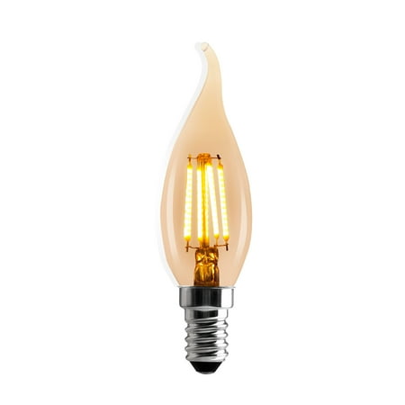 

Better Homes & Gardens B10 Vintage Amber LED Light Bulb 40 Watts Equivalent 4 Watts Efficient Dimmable Candelabra Base 2175K Amber Finish - 4 Pk