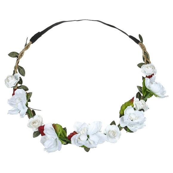 White Headband for Women Boho Ladies Floral Flower Festival Wedding Garland Hair Head Band Beach Party