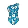 thumbnail image 4 of Yiaed Daisies Flowers Print Women One Piece Swimsuits Tummy Control One Shoulder Bathing Suits Pattern Ruffle Swimwear-Small, 4 of 8